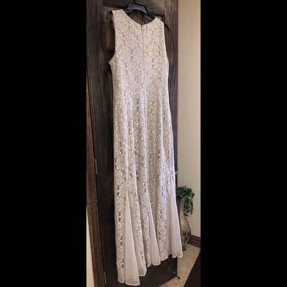 Women’s Formal Dress Size 14 Evening Champagne RM Richards Lace Beaded Pearl C16 - Picture 5 of 12